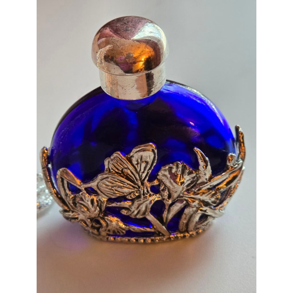 Vtg Cobalt Arr Nouveau Perfume Bottle